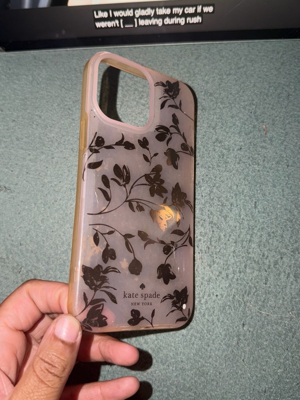 kate spade Black Floral Clear iPhone Case with Pink Tint